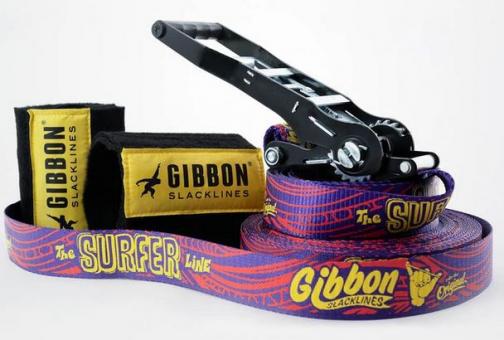 Gibbon - Slackline-Set - Surfer Line mit Baumschutz 30m/5cm - lila 