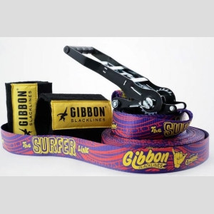 Gibbon - Slackline-Set - Surfer Line mit Baumschutz 30m/5cm - lila