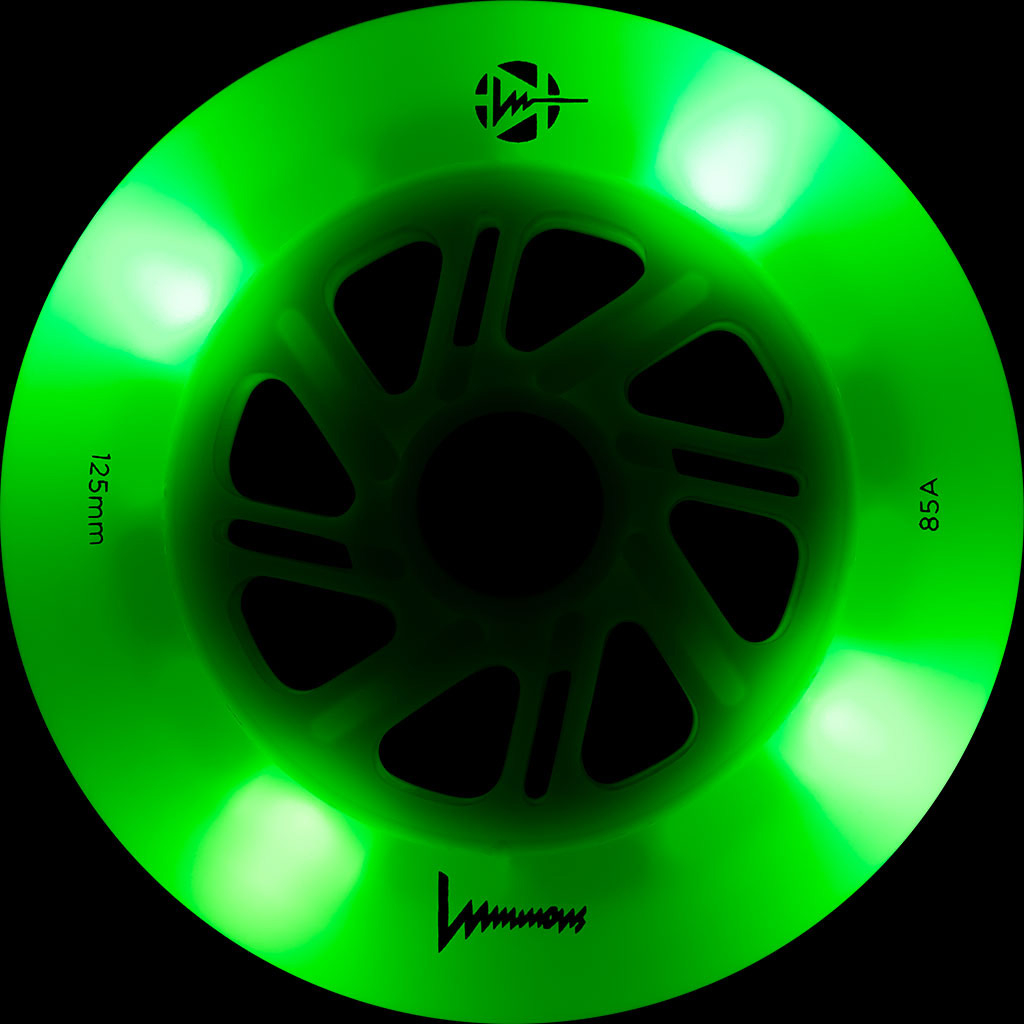 Luminous-LED Wheels green apple glow - green led 125mm/85A 1 Luminous-LED Wheels green apple glow - green led 125mm/85A