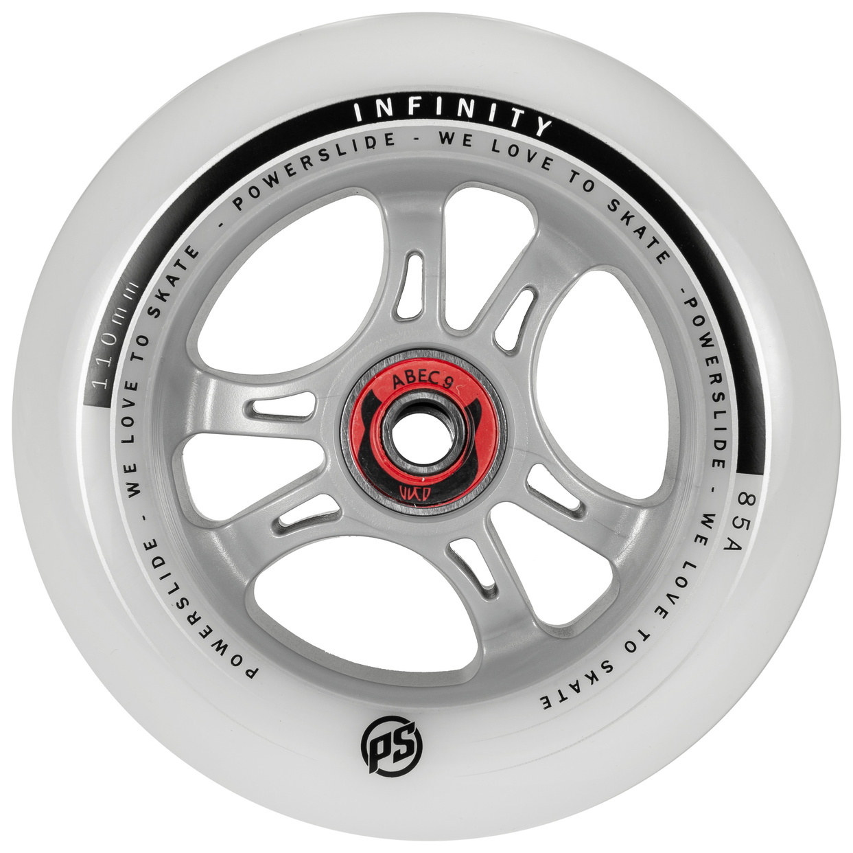 Powerslide Komplett Rolle Infinity 110/85a mit Abec 9 Kugellager und 8mm Spacer Powerslide Komplett Rolle Infinity 110/85a mit Abec 9 Kugellager und 8mm Spacer