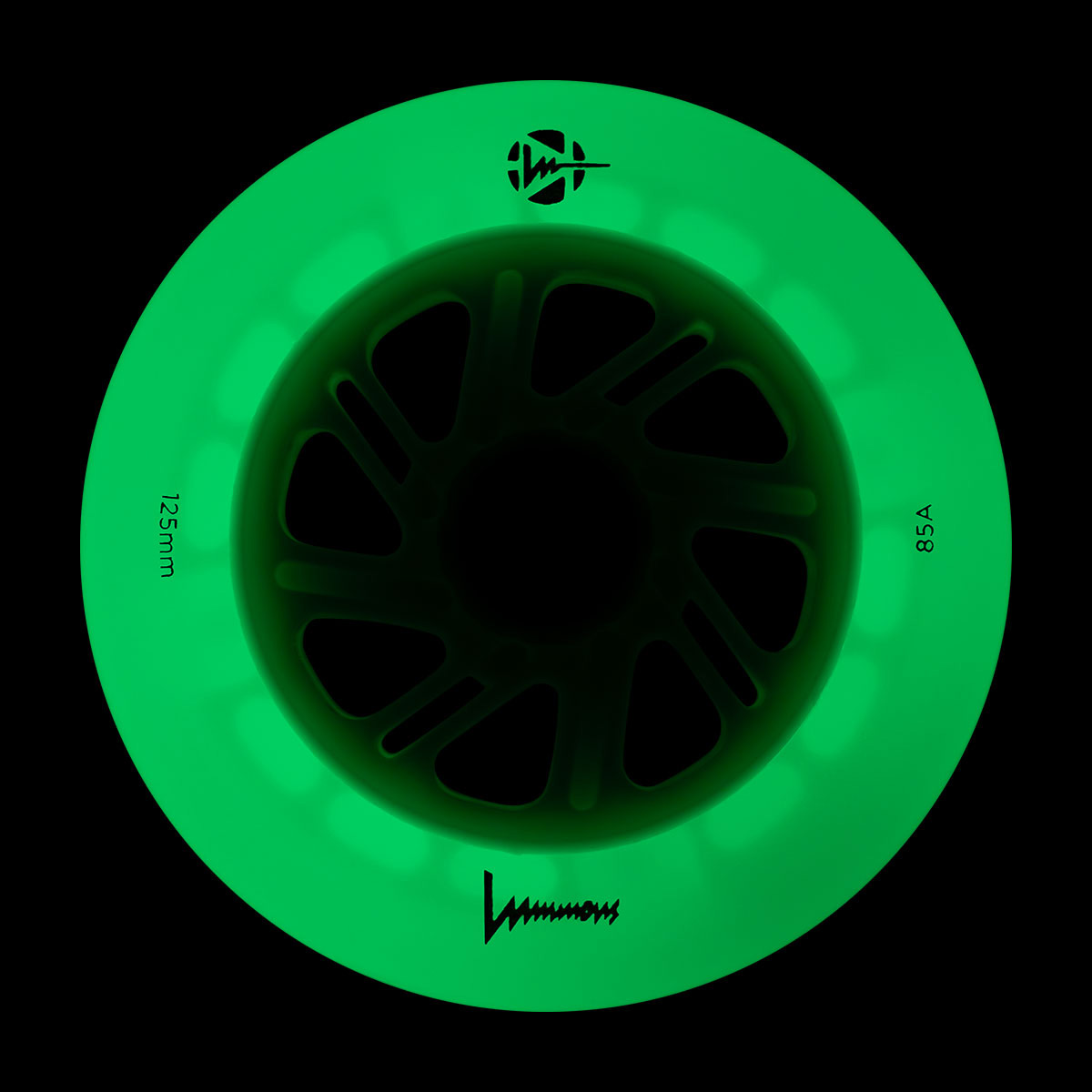 Luminous-LED Wheels White Glow - green LED 125mm/85A 1 Luminous-LED Wheels White Glow - green LED 125mm/85A – Bild 2