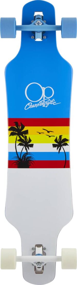 Ocean Pacific Drop Through Complete Longboard (39" -Sunset Blue/White)