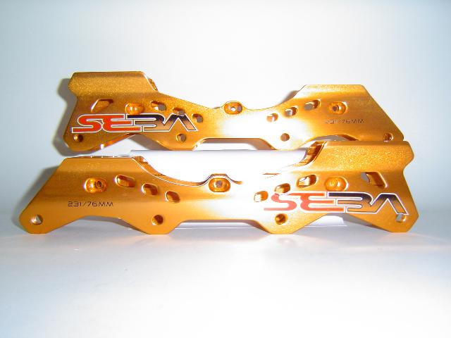 Seba Deluxe Freeskate Aluminium Schienen 231/76mm, gold Seba Deluxe Freeskate Aluminium Schienen 231/76mm, gold